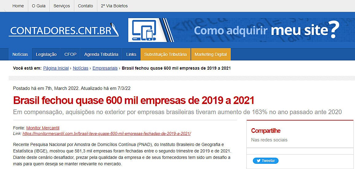 Brasil fechou quase 600 mil empresas de 2019 a 2021